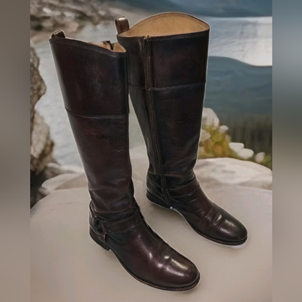 Frye Leather Melissa Harness Equestrian Riding Tall  Boots
